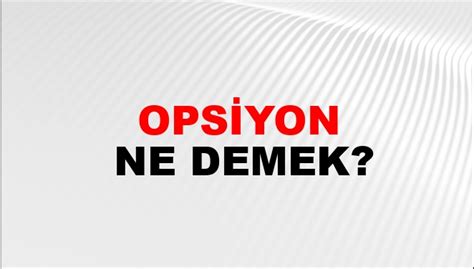 Opsiyon ne demek tdk